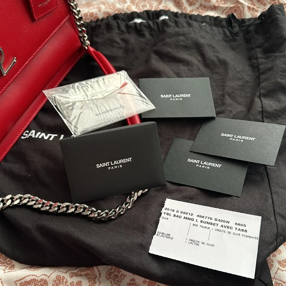 AUTHENTIC 2018 ysl sac mng l sunset avec tass - Picture 10 of 10